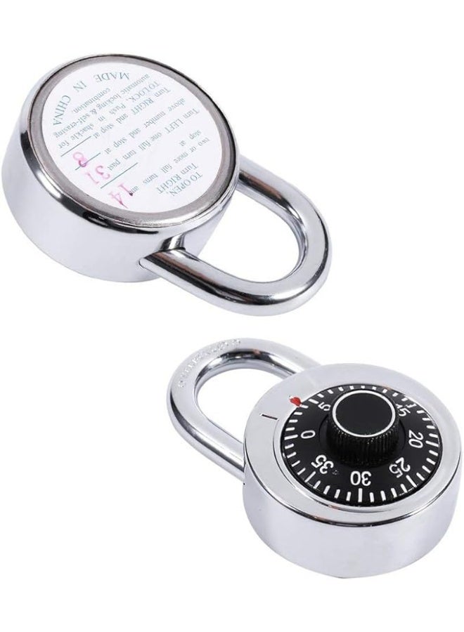 Combination Padlock – Fixed Dial Master Coded Lock with Round Design, Set Your Own Code, Secure Locker Lock for Gym, School, Storage, Toolbox, Fence, and More (Silver) - Image 2