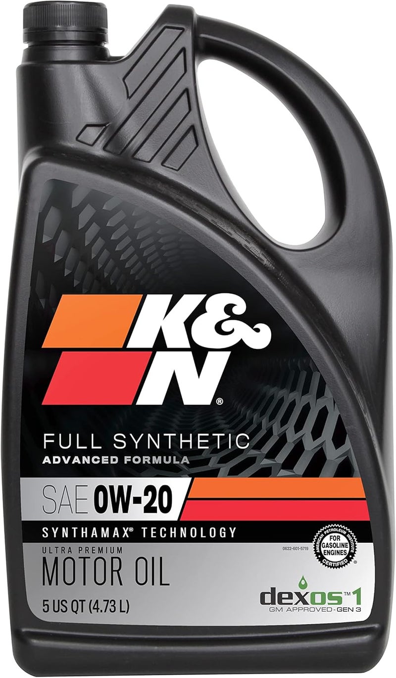 K&N زيت محرك KN 0W20 زيت محرك صناعي حماية ممتازة عالية الأميال 5 كوارت - Image 1
