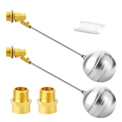 GASHER 2PCS 1 304 Stainless Steel Float Ball Valve with 1G Female x 1NPT Male Adapter DN25 Adjustable Water Tank Float Ball Valve for Stock Tank Pool Water Level Control - Image 1