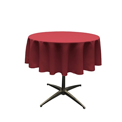 LA Linen Polyester Poplin Washable Round Tablecloth, Stain and Wrinkle Resistant Table Cover 58", Fabric Table Cloth for Dinning, Kitchen, Party, Holiday 58-Inch, Cranberry, (TCpop58R_CranberryP28) - Image 1