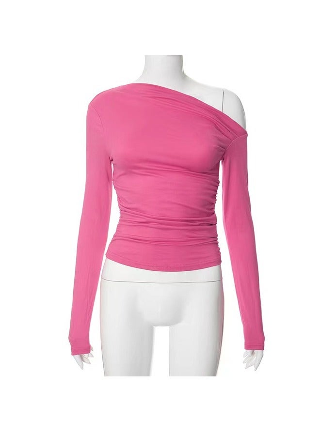 NIBEMINENT Oblique Shoulder Asymmetry Long Sleeve T-Shirt - Image 2