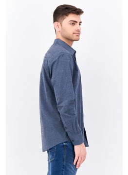 Algspar Men Regular Fit Solid Long Sleeves Casual Shirt, Dark Blue  - Image 2