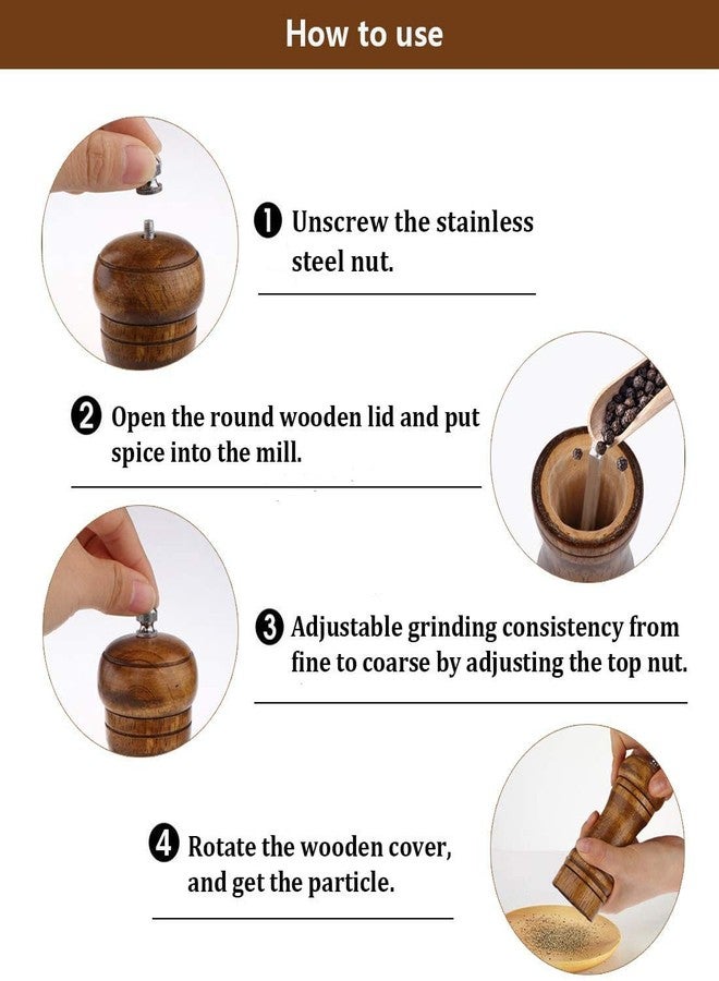 ZAQW solid wood oak grinder restaurant pepper manual grinding powder pepper grinding kitchen seasoning tool (5 inch) - Image 5