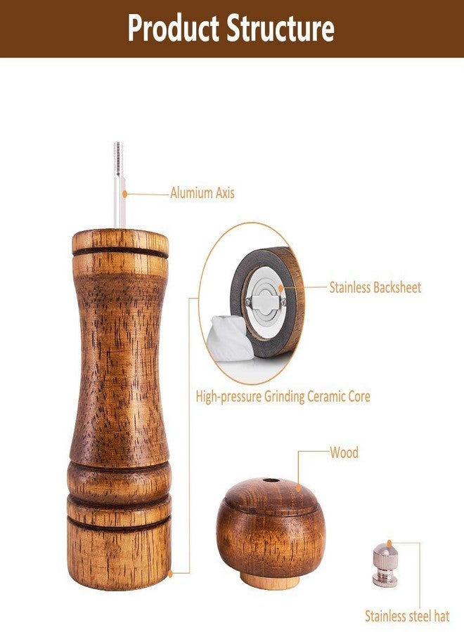 ZAQW solid wood oak grinder restaurant pepper manual grinding powder pepper grinding kitchen seasoning tool (5 inch) - Image 3