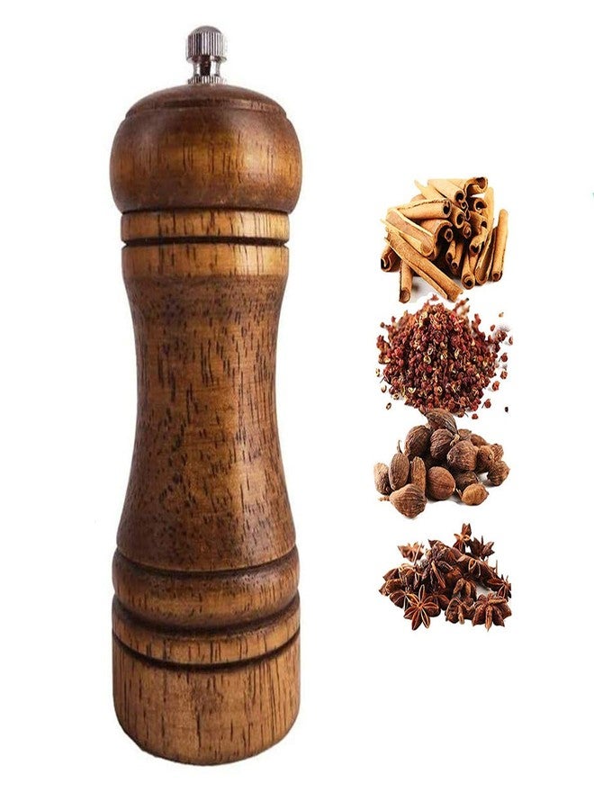 ZAQW solid wood oak grinder restaurant pepper manual grinding powder pepper grinding kitchen seasoning tool (5 inch) - Image 1