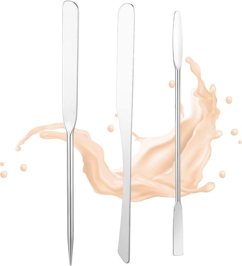 3Pcs Mini Makeup Spatula Stainless Steel Foundation Spatulas Spatula Set for Even Application Mini Metal Scraper for Surface Skincare Face Cream Cosmetic