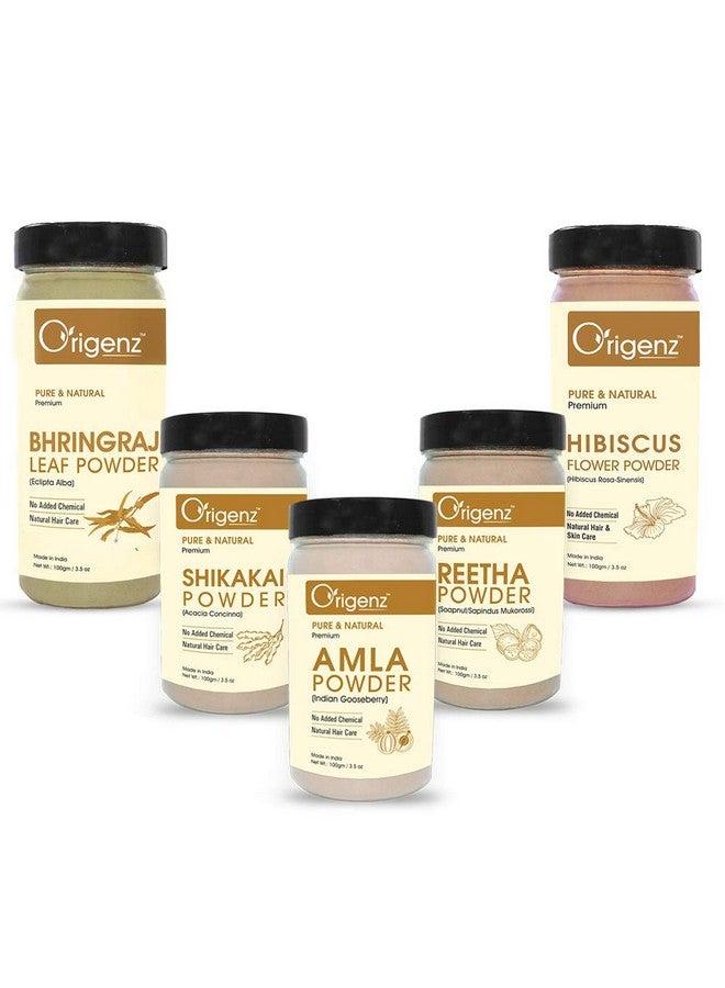 أوريجينز مجموعة مسحوق الكركديه من أملا ريثا شيكاكاي بهرينجراج 500 جرام للعناية بالشعر، والغسيل، وفروة الرأس الصحية، والتغذية، والقناع، ويساعد في السيطرة على قشرة الرأس وتساقط الشعر | منظف طبيعي | 100 جرام × 5 - Image 1