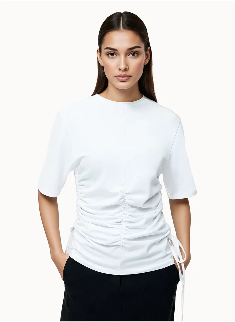 فرنش كونكشن Plain/Basic Regular Cotton Blend Crew Neck T-Shirt