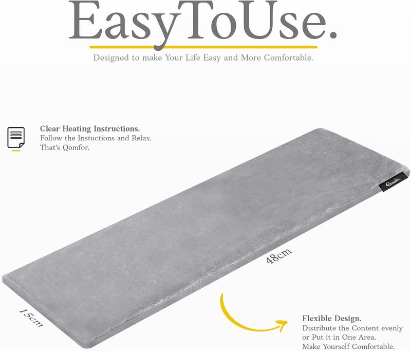 Qomfor Microwave Heating Pad - Large Microwave Heating Pocket - Soft Fleece Bag Filled with Wheat and Lavender for Pain Relief Neck, Shoulders and Back Pain - Reusable - Dark Grey - Image 3