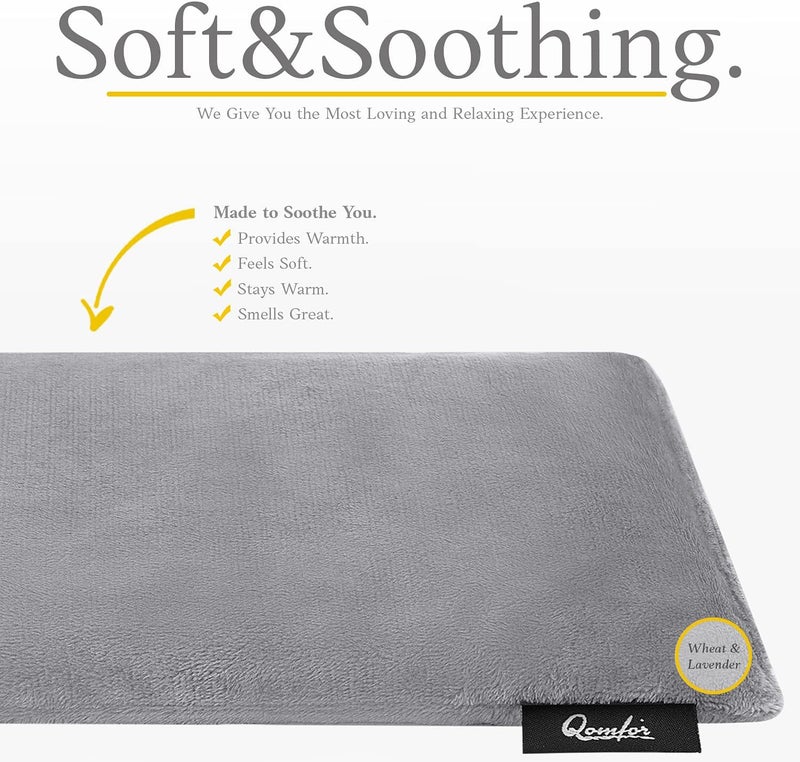 Qomfor Microwave Heating Pad - Large Microwave Heating Pocket - Soft Fleece Bag Filled with Wheat and Lavender for Pain Relief Neck, Shoulders and Back Pain - Reusable - Dark Grey - Image 2