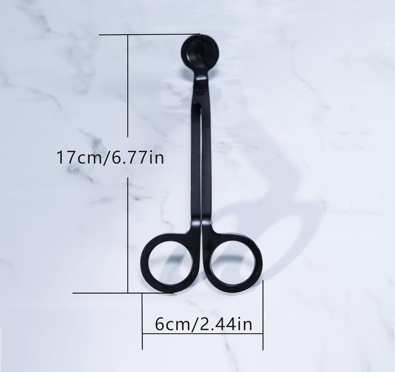 Aroparc Candle Wick Trimmer Cutter, 7 Inch Bulk Wick Candle Accessories, Candle Care Wick Clipper Cutter, Scissors - Black 2PCS - Image 2