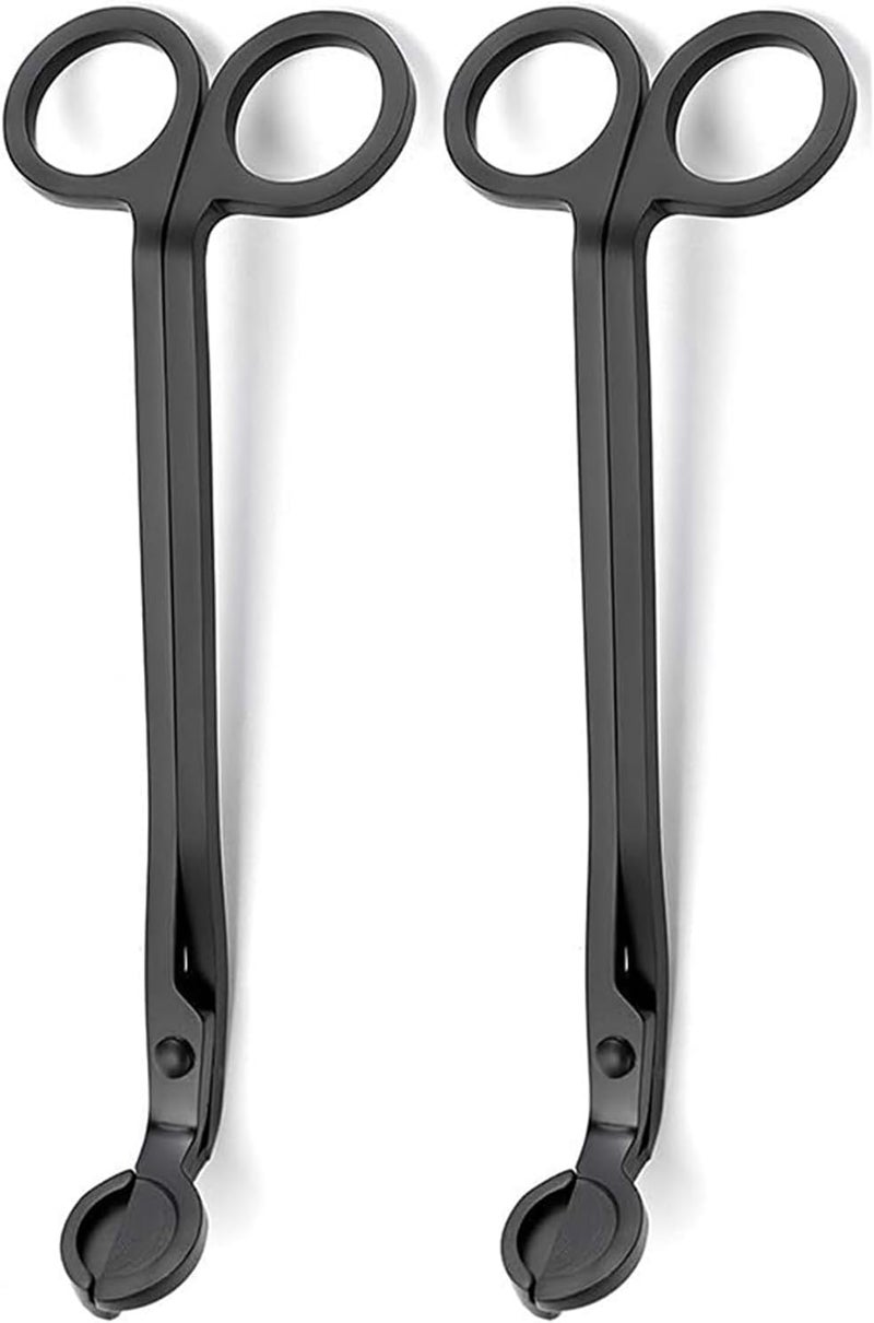 Aroparc Candle Wick Trimmer Cutter, 7 Inch Bulk Wick Candle Accessories, Candle Care Wick Clipper Cutter, Scissors - Black 2PCS - Image 1