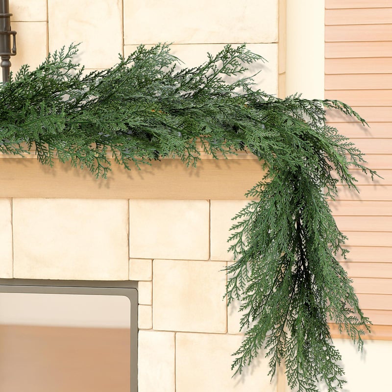 ENVEN Artificial Cedar Christmas Garland Real Touch Realistic Soft and Thickness Garland Faux Full Greenery Holiday Garland for Mantel Fireplace Front Door Indoor Outdoor Xmas Decor (6FT-Deluxe Cedar) - Image 1