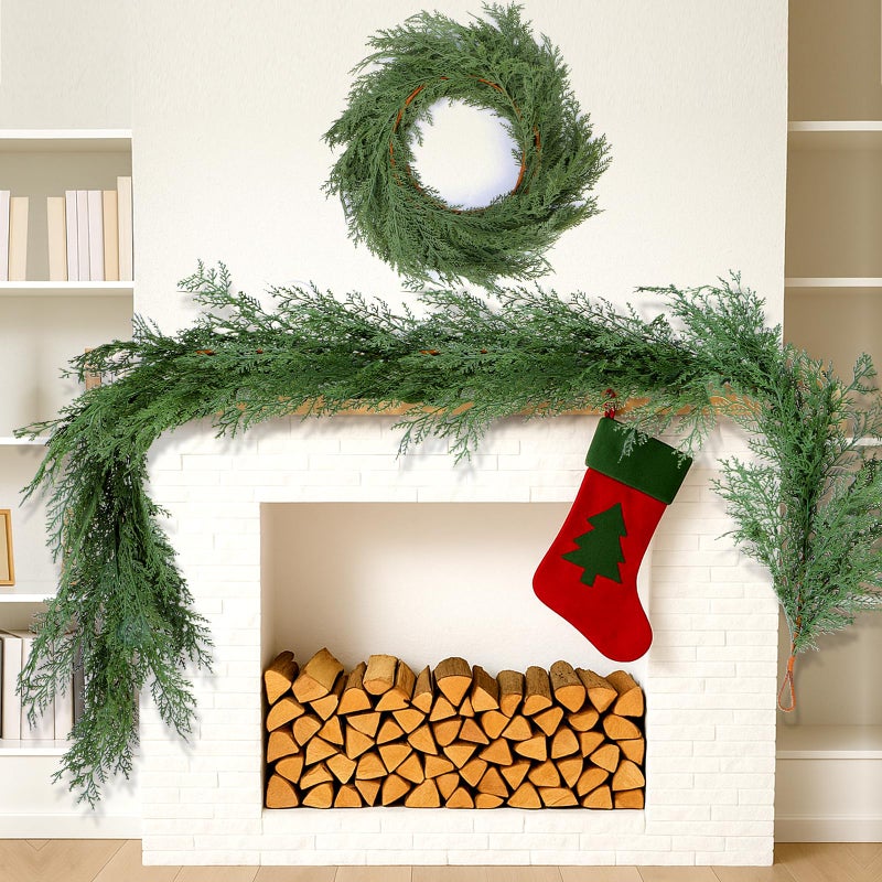 ENVEN Artificial Cedar Christmas Garland Real Touch Realistic Soft and Thickness Garland Faux Full Greenery Holiday Garland for Mantel Fireplace Front Door Indoor Outdoor Xmas Decor (6FT-Deluxe Cedar) - Image 5