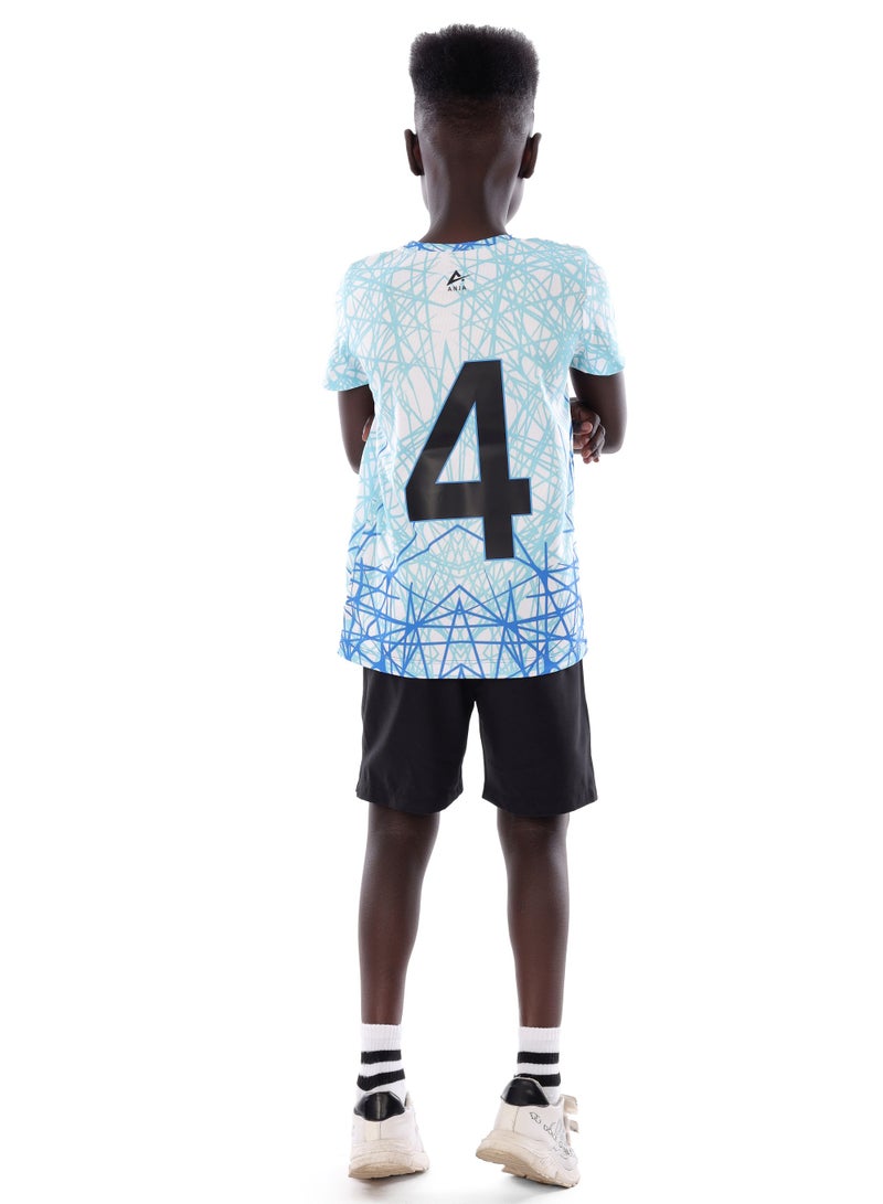 ANJA Boys' White and Light Blue Volleyball T-shirt – Breathable, Comfortable Design - Image 2