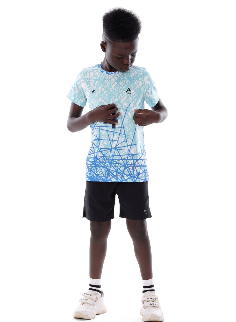 ANJA Boys' White and Light Blue Volleyball T-shirt – Breathable, Comfortable Design - Image 4