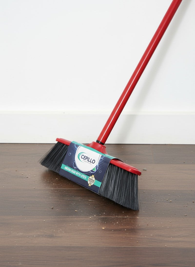 CEPILLO Indoor Floor Cleaning Broom/Brush Head With Stick, Long Brush, Long Broomstick for Easy Brooming, Great Use for Home, Kitchen, Office, Lobby Etc - Image 4