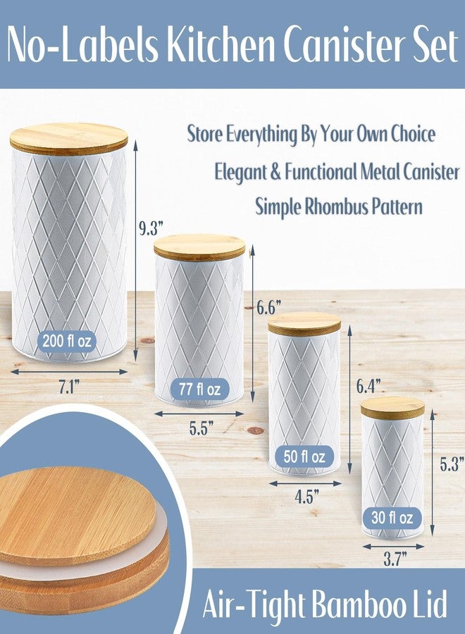 Kazozobi White Kitchen Canisters Set with Bamboo Lids, Airtight Sugar, Flour, Coffee, Cookie Storage Canister Sets for kitchen Countertop, Farmhouse kitchen decor, 4 Pack - Image 3
