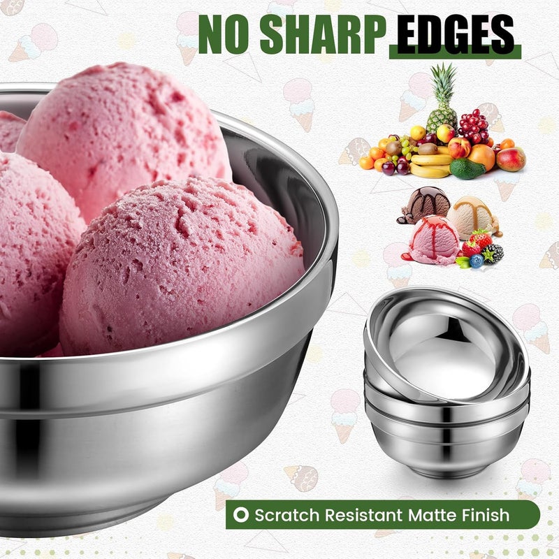 Funnymoom 8 Pack 34 oz Stainless Steel Bowls Double Walled Insulated Soup Ice Cream Metal Mixing Nesting Bowls for Serving Soup Rice Cereal - Image 4