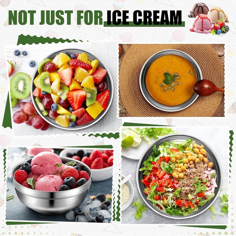 Funnymoom 8 Pack 34 oz Stainless Steel Bowls Double Walled Insulated Soup Ice Cream Metal Mixing Nesting Bowls for Serving Soup Rice Cereal - Image 5