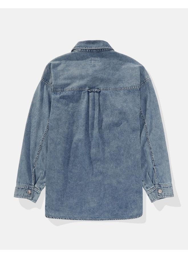 American Eagle - AE Long-Sleeve Button-Up Denim Shirt - Image 1