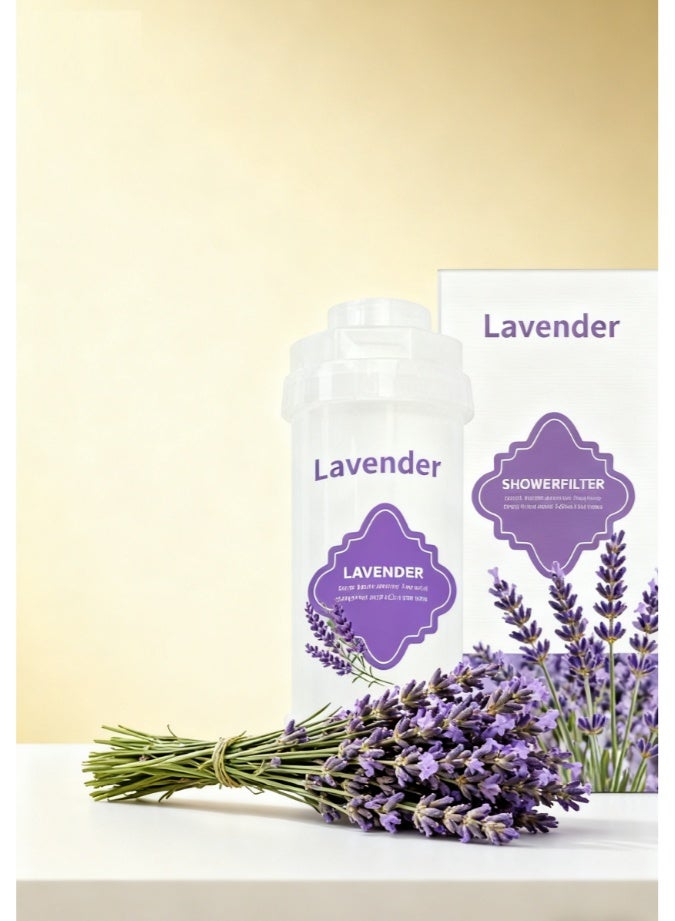 2-Piece Vitamin Aromatherapy Shower Filter Set, Removes Chlorine and Rust, Multiple Purification Water, Helps Relieve Dry Skin and Hair Loss (Elegant Lavender Scent) - Image 2