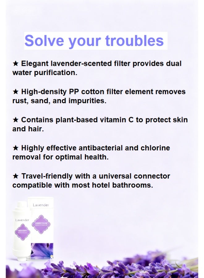 2-Piece Vitamin Aromatherapy Shower Filter Set, Removes Chlorine and Rust, Multiple Purification Water, Helps Relieve Dry Skin and Hair Loss (Elegant Lavender Scent) - Image 3