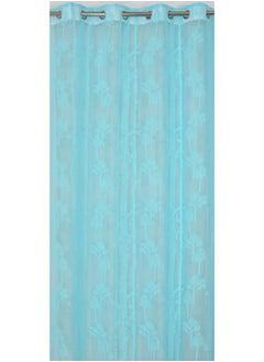 Homefab India Homefab India Pack of 2 Tissue Curtains Sheer Panel Transparent Net - 7 Feet, Door, Aqua Blue, Floral, Grommet Curtains  - Image 5
