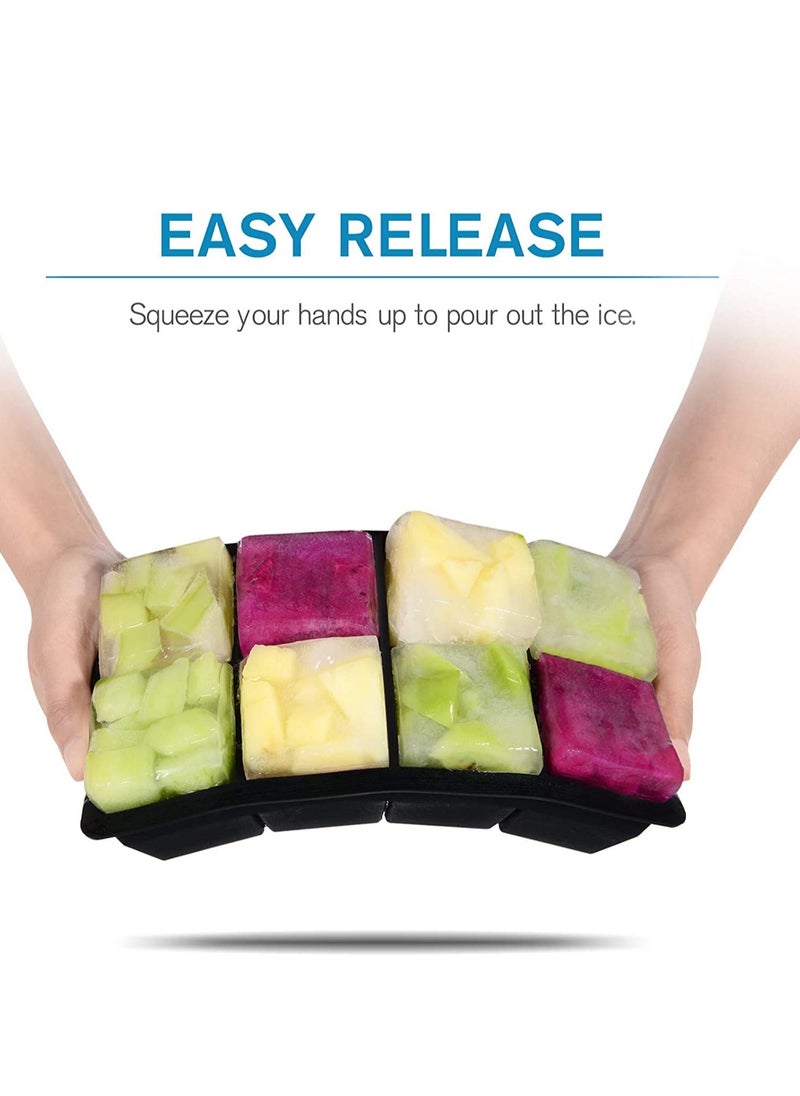 Generic 2 Pack Large Ice Cube Trays, 8 Cavity Big Silicone Ice Cube Mold, Stackable Large Square Ice Cube Tray, BPA Free Slow Melting Ice Cube Maker for Drinks, Coffee, Juice  - Image 3