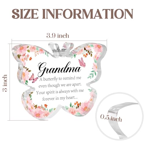 Hakumata Sympathy Gifts for Loss of Grandmother - Memorial Gifts for Loss of Grandma Remembrance Gifts Bereavement Gift Ideas Loss of Nana Gift Butterfly Acrylic Table Decoration Memorial Plaque - Image 4