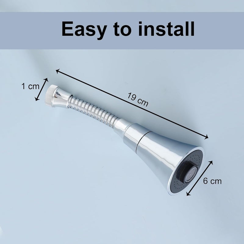 Kuber Industries Kitchen Faucet 360 Degree Rotation Swivel Faucet Adjustable Faucet Extension Tube Faucet Water Saving for Sink Taps JN034 Silver - Image 3