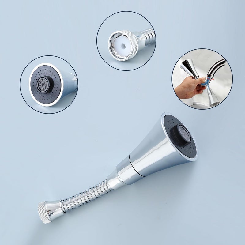 Kuber Industries Kitchen Faucet 360 Degree Rotation Swivel Faucet Adjustable Faucet Extension Tube Faucet Water Saving for Sink Taps JN034 Silver - Image 4