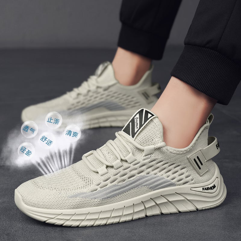 Mesh Men'S Shoes Summer Breathable Flying Woven Thin Running Sports Shoes Soft Sole Work Labor Protection Mesh Shoes - Image 3