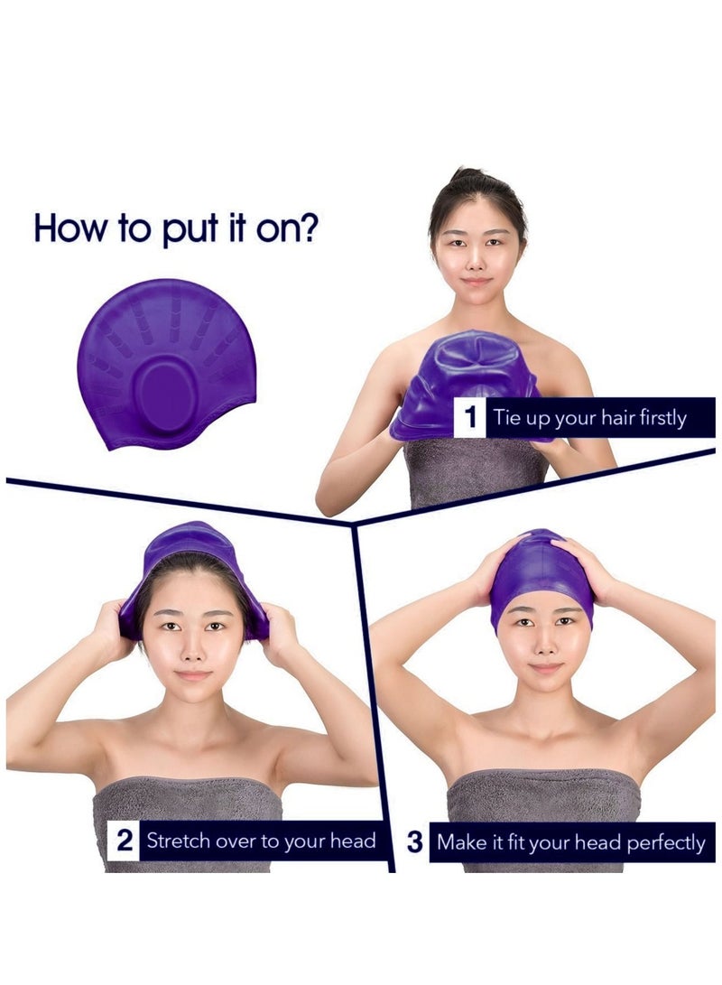 Dolphin Silicone Swim Cap With Ear Protection 3D Waterproof For Adult, Dark Purple - Image 5