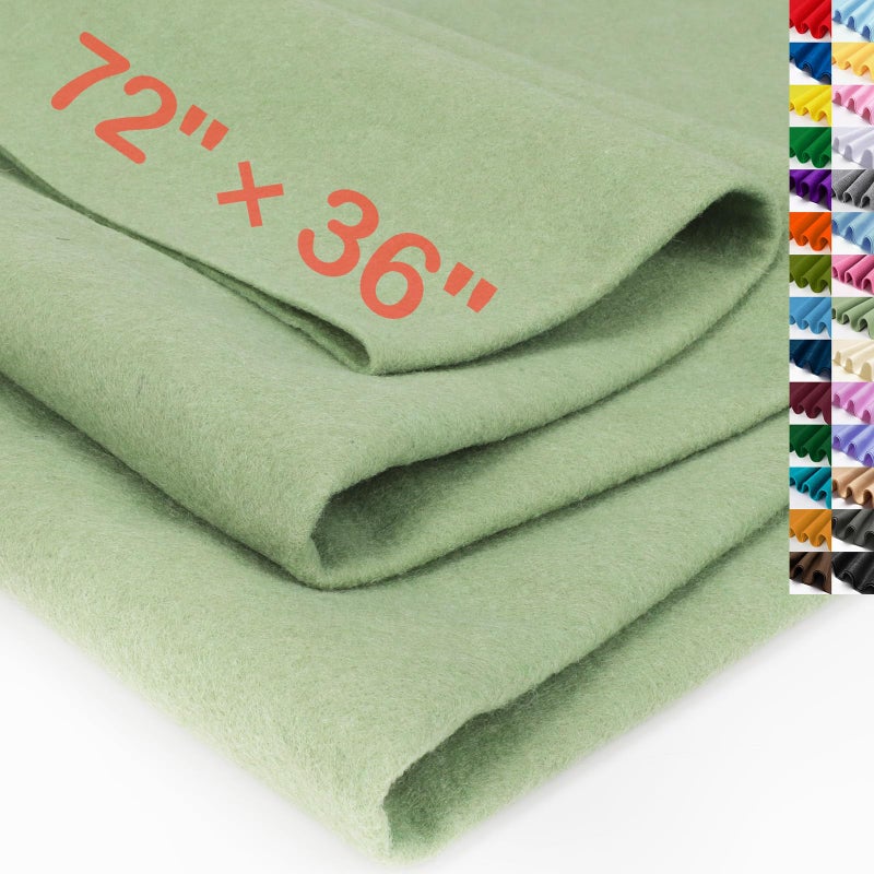 XSEINO Sage Green Large Felt Fabric 72" X 36 "(2 Square Yards), 1.4 mm Thick Soft Felt Fabric Sheet for Crafts, Green Series Colors Soft Nonwoven Fabric, Fit for Decoration, Sewing, DIY Crafts - Image 1