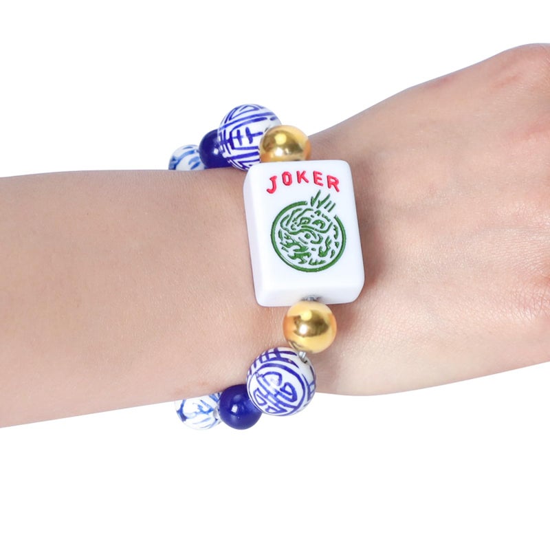 Jongyance American Mahjong Accessory (Blue) with A Joker Tile, Fits Wrist Sizes Ranging from 5.7 to 7.25 Inches - Image 3