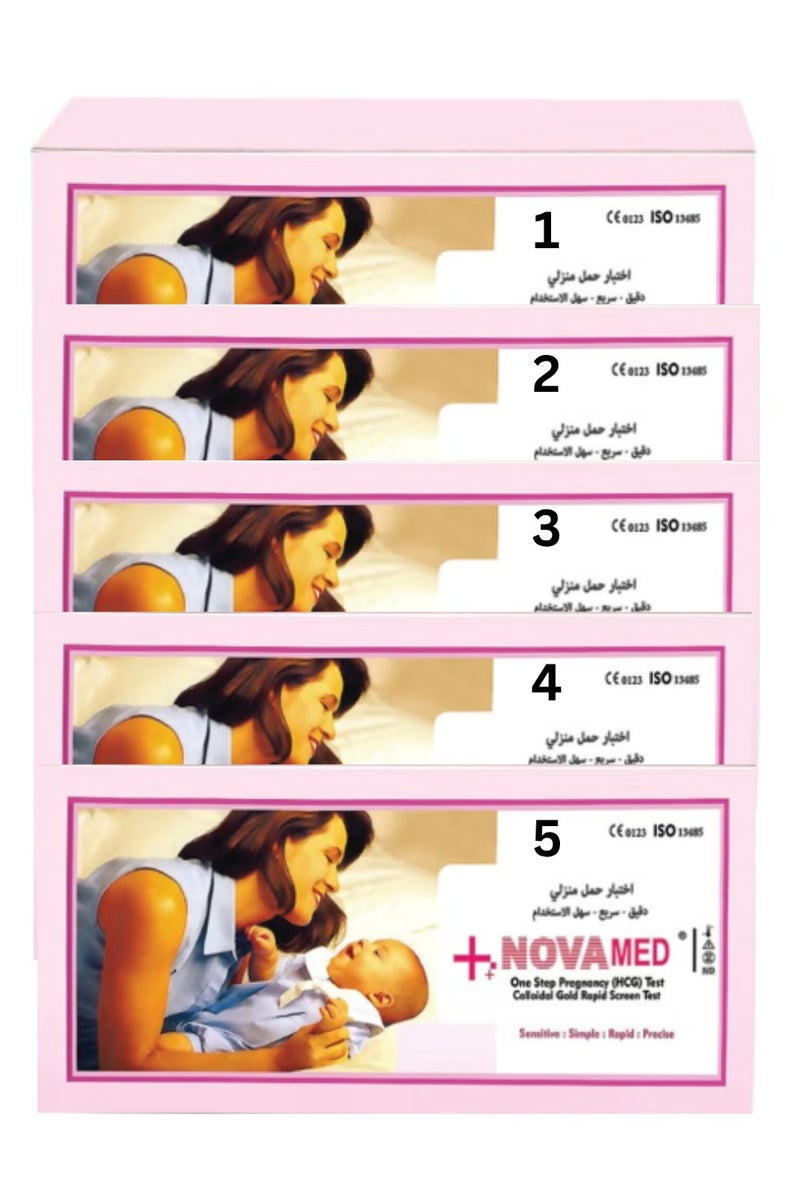 Pack of five (5) One Step Pregnancy HCG Test Cassette Kit - Image 1