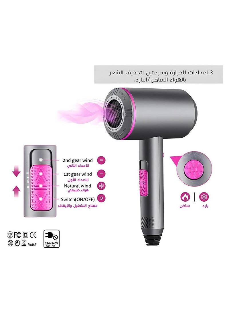 AMYTIS GARDEN Professional High-Performance Hair Dryer – 1500W – Ionic Technology for Smooth & Shiny Hair, 3 Heat Settings & 2 Speeds, Includes 3 Styling Nozzles, Lightweight Design & Low Noise, Ideal for Home & Salon Use - Image 2
