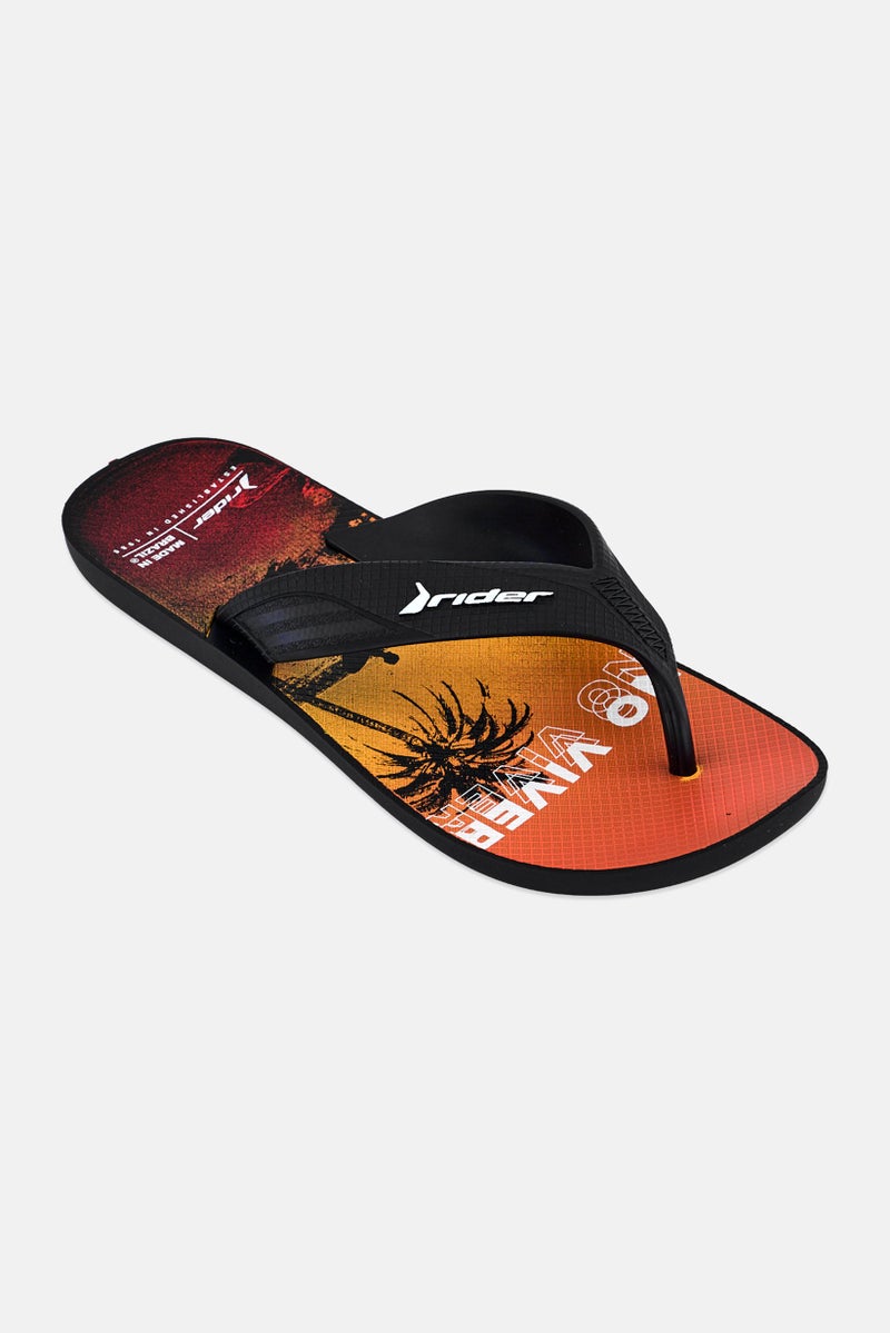 RIDER Men Brand Logo Slip On Slippers, Black - Image 1