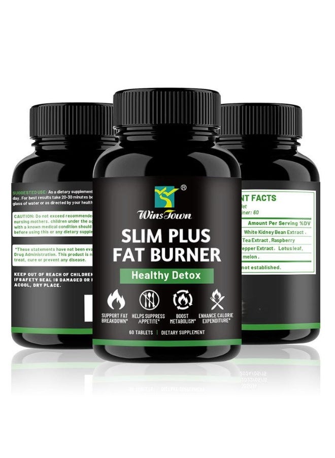 وينز تاون تركيبة دعم الوزن Slim Plus Fat Burner Health للتخلص من السموم للرجال والنساء 60 قرصا - Image 1