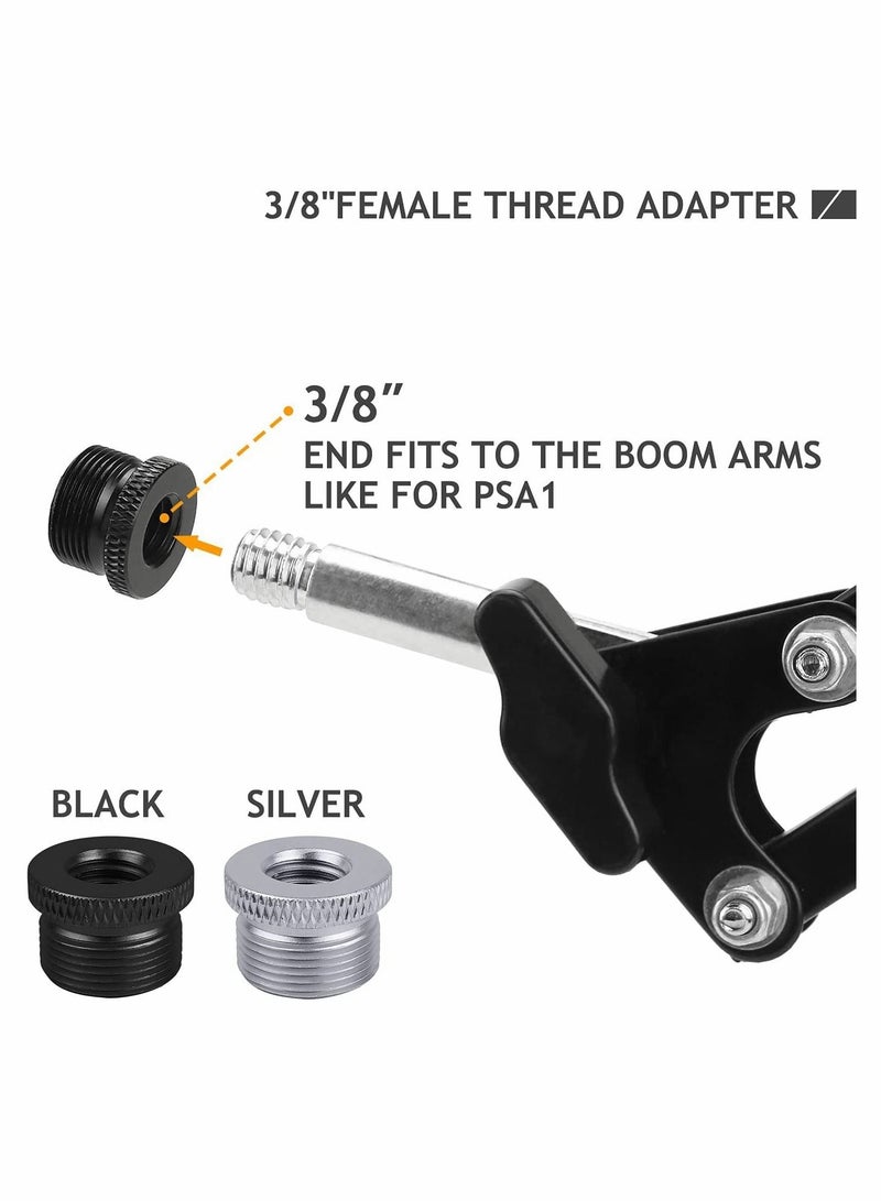 Captaintech 4 Pack Screw Thread Adapter, 5/8" Male to 3/8" Female Mic Screw for Blue Yeti/Blue Snowball/Blue Yeti X Microphone Stand Mount for Frgyee (Black & Silver)  - Image 5