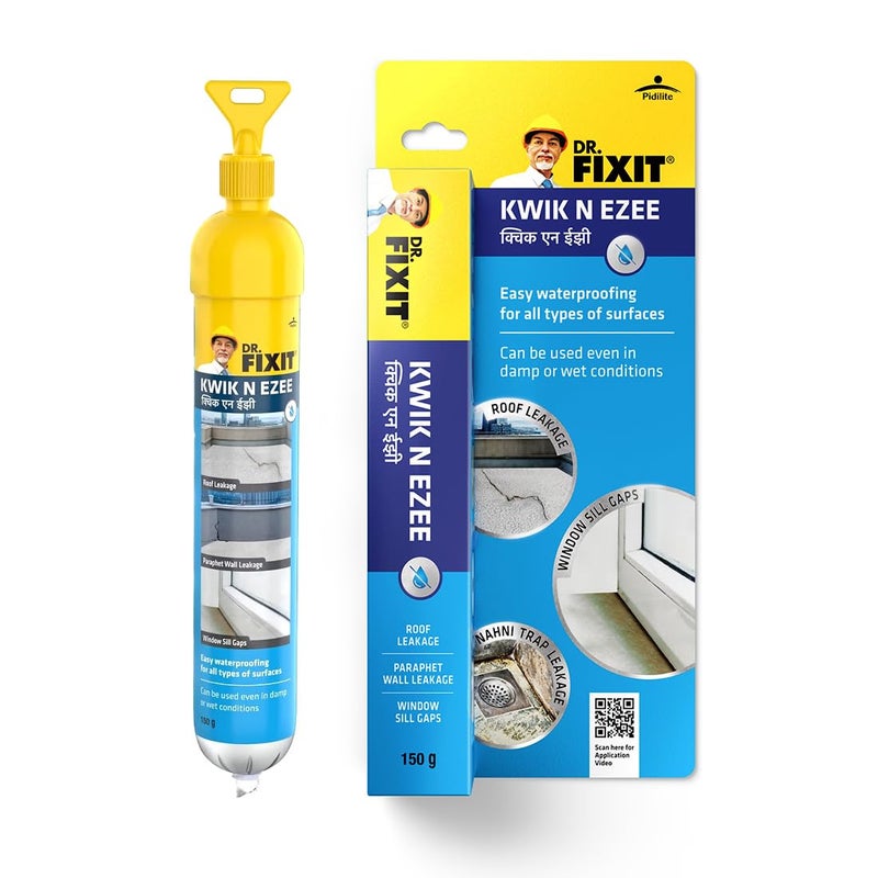 Dr. Fixit مادة تعبئة الفجوات والشقوق كويك إن إيزي، 150 جرام (أبيض)، عزل مائي لأعمال الإصلاح المنزلية، شقوق حوض المطبخ والجدران، مادة مانعة لتسرب المياه لفراغات بلاط الحمام، المعادن، الخشب، PVC، الأفضل للمناطق الرطبة والمبللة - Image 3