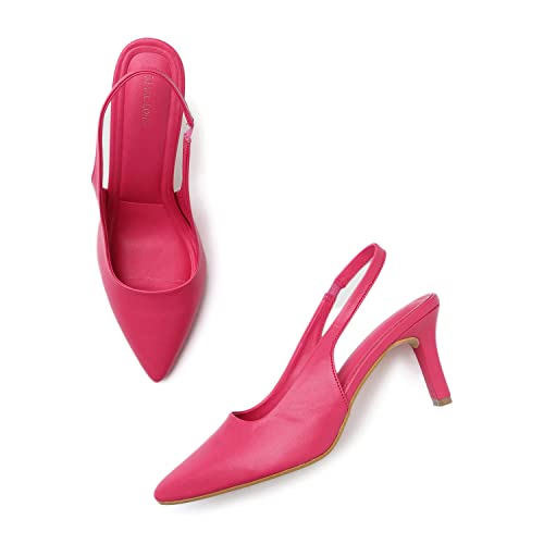 Marc Loire Women's Slip on Casual Pink Solid Pumps Heels,3 - Image 1