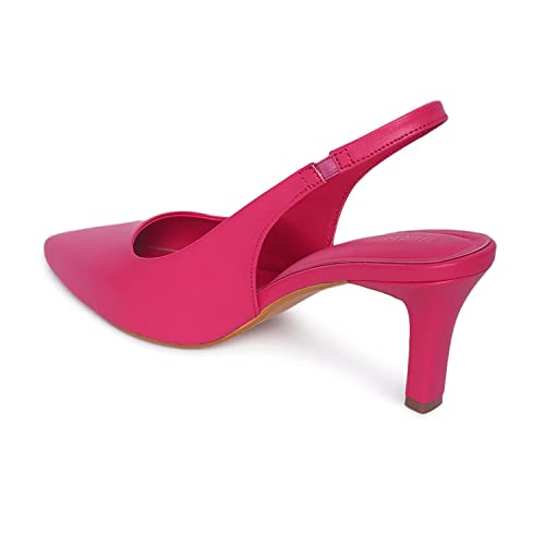 Marc Loire Women's Slip on Casual Pink Solid Pumps Heels,3 - Image 3