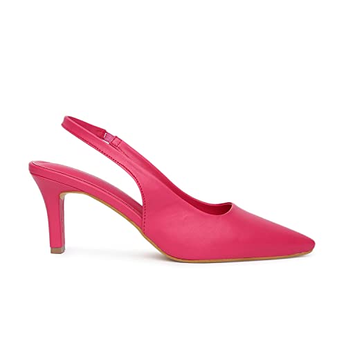 Marc Loire Women's Slip on Casual Pink Solid Pumps Heels,3 - Image 4