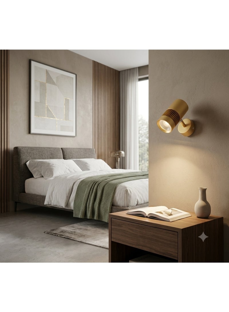Modern COB LED Movable Wall Sconce, Matte Gold Finish - Image 2