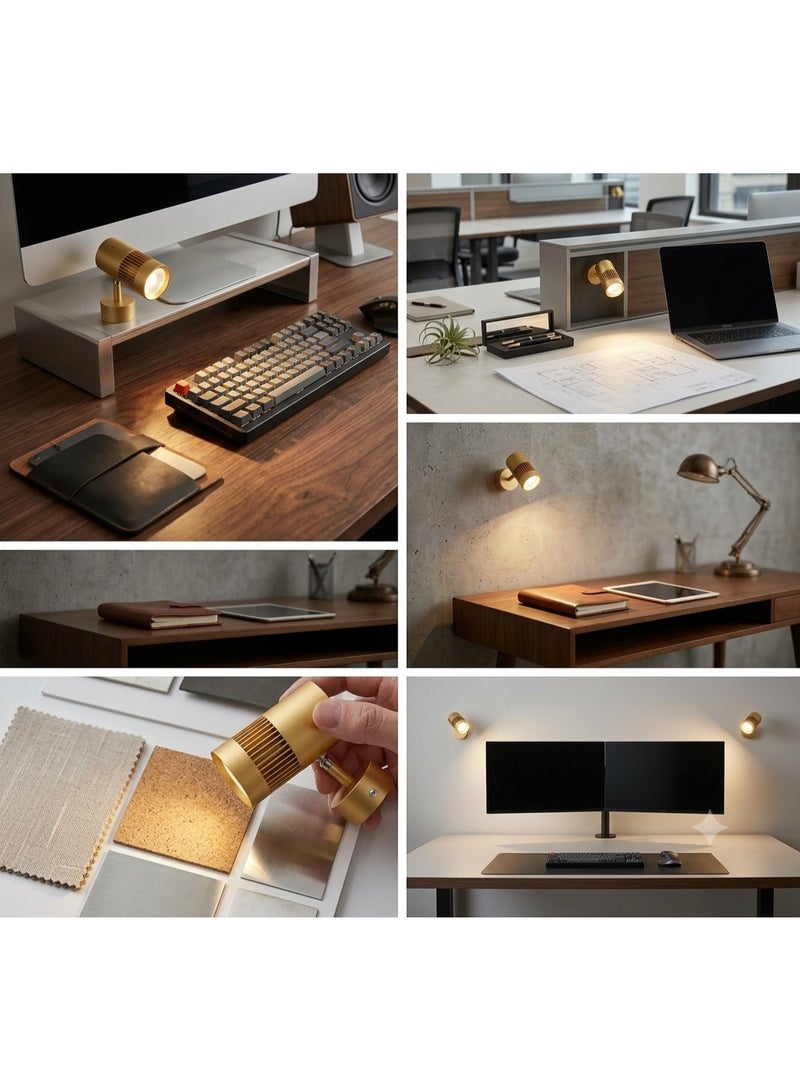 Modern COB LED Movable Wall Sconce, Matte Gold Finish - Image 3