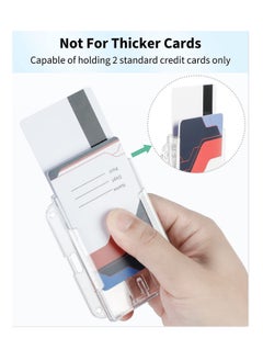 Excefore Horizontal 2-Card Badge Holder with Thumb Slot Hard Transparent PC Case Protector for Office School IDs Credit Cards Driver’s Licenses and Passes, 5 Pack  - Image 2