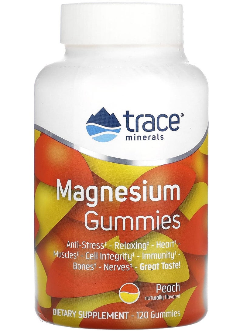 Trace Minerals Magnesium Gummies, Peach, 120 Gummies