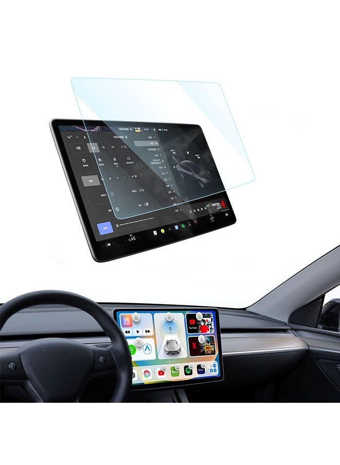 واقي شاشة من الزجاج المقوى 9H لسيارة Tesla Model 3 (2024)، شاشة حماية للتحكم المركزي تعمل باللمس مقاس 15.4 بوصة، ملحقات الزجاج المقوى لأنظمة الملاحة بالسيارة
